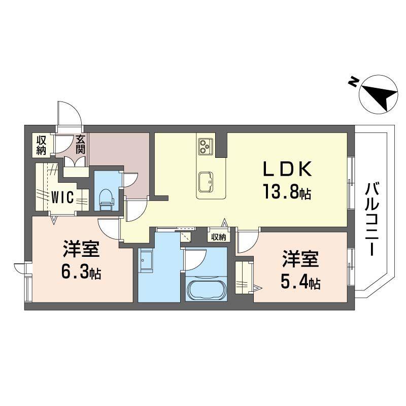 ユラン マグノリア(2LDK/1階)の間取り写真