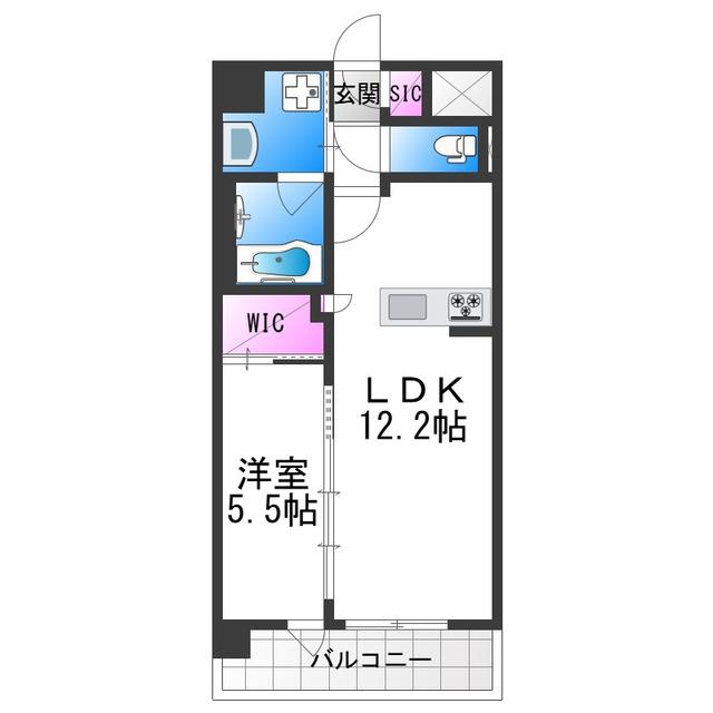 スプランディッド天王寺サウス(1LDK/2階)の間取り写真