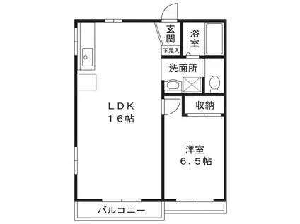 ハイム北見方(1LDK/1階)の間取り写真