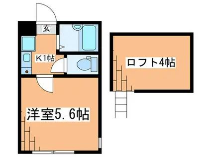 エスケーハイツ淵野辺(1K/2階)の間取り写真