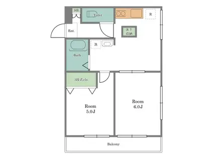 グランドール等々力A棟(2LDK/2階)の間取り写真