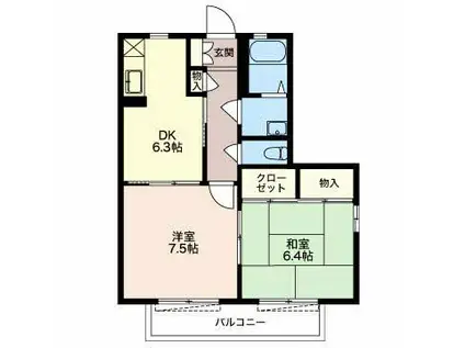 ハイツエバーグリーン(2DK/2階)の間取り写真