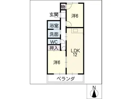 ハイツフジ(2LDK/2階)の間取り写真