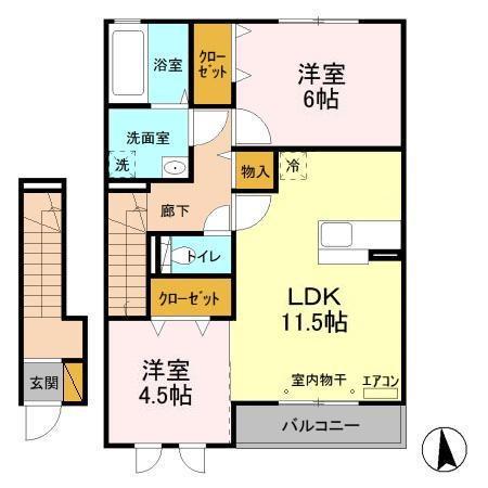 アルプス(2LDK/2階)の間取り写真