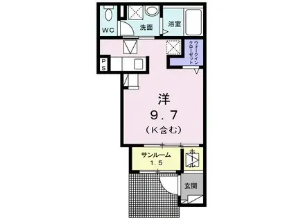 JR山陽本線 岩国駅 徒歩4分 2階建 築3年(ワンルーム/1階)の間取り写真
