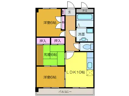 スターズ21(3LDK/3階)の間取り写真