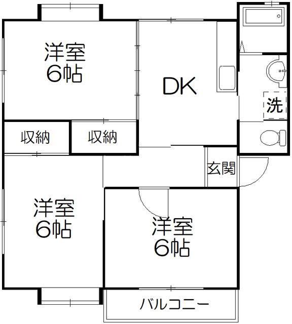 コスミック富塚A(3DK/2階)の間取り写真