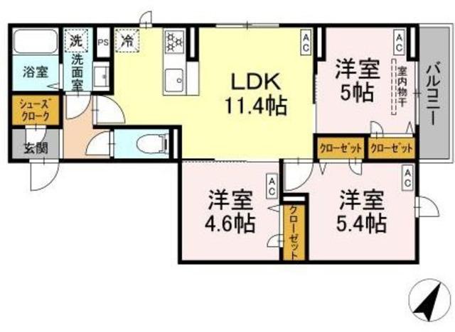 セレスティア白鷺II(3LDK/2階)の間取り写真