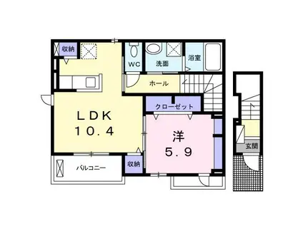 プリムローズIV(1LDK/2階)の間取り写真