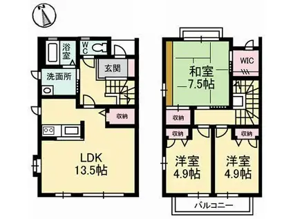 ニューサンホーム日吉E(3LDK/1階)の間取り写真