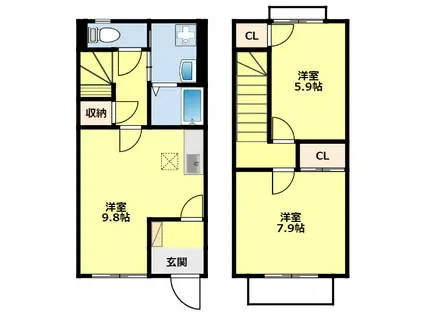 ネクストハタマ(2LDK/1階)の間取り写真