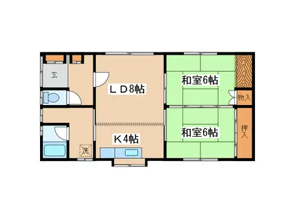 阿部ハイツ2(2LDK/1階)の間取り写真
