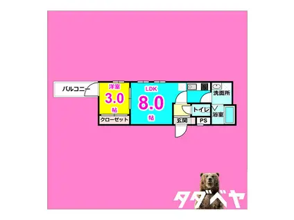 CHERIM新瑞橋LE PONT(1LDK/2階)の間取り写真