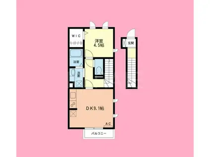 GRAND CHARIOT I(1DK/2階)の間取り写真