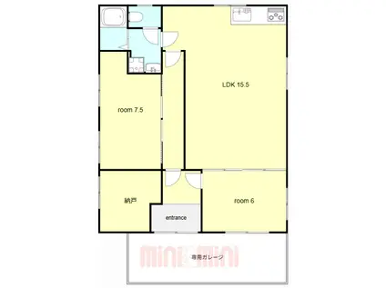 H2六甲(2SLDK/1階)の間取り写真