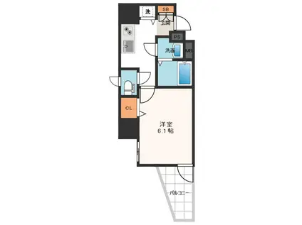 ララプレイス難波シエール(1K/10階)の間取り写真