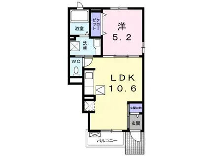 レジデンス ソレイユ(1LDK/1階)の間取り写真