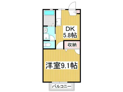 メゾン・ド・ルミエールA棟(1DK/2階)の間取り写真