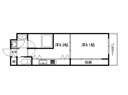 グランエターナ京都(1DK/9階)の間取り写真