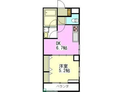 WINDOMII(1DK/2階)の間取り写真