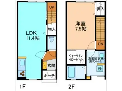 ボヌール B棟(1LDK/1階)の間取り写真