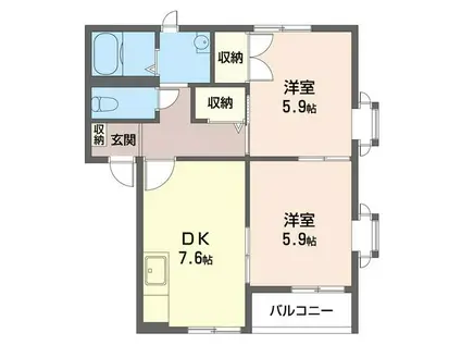 ドミール弐番館(2DK/2階)の間取り写真