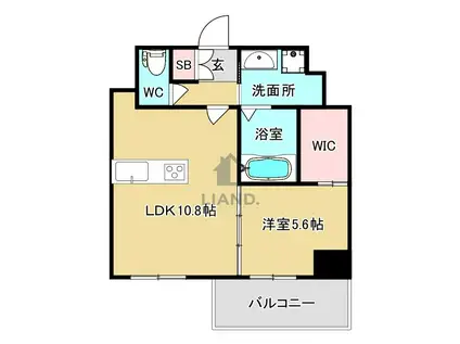 CREST西新(1LDK/6階)の間取り写真