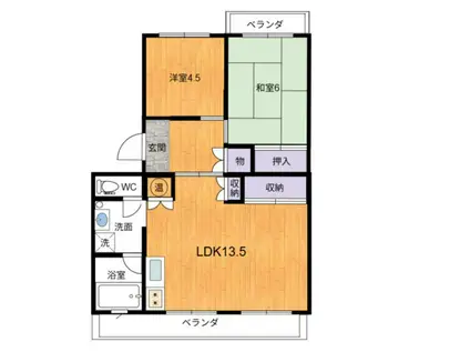 クリーンハイツ61(2LDK/3階)の間取り写真