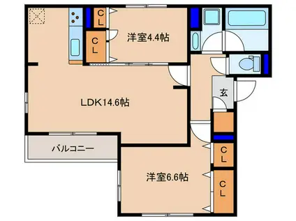 スペチアーレ中宮(2LDK/2階)の間取り写真