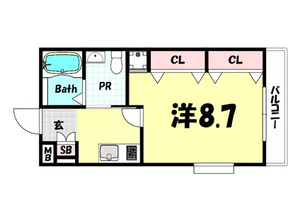 エムズ三宮(1K/2階)の間取り写真