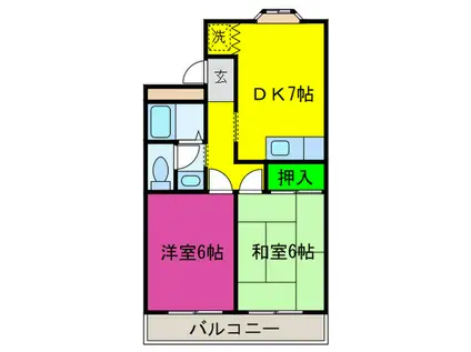 マンション田中(2DK/2階)の間取り写真