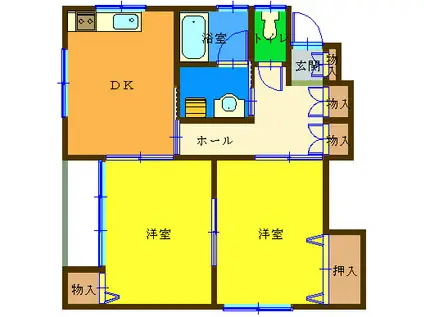 セレーナ元住吉II(2DK/2階)の間取り写真