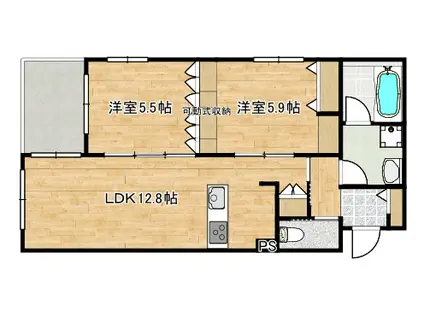 新作6丁目メゾン(2LDK/1階)の間取り写真