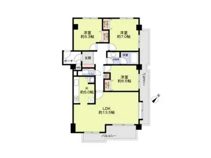 日香苑II(3LDK/1階)の間取り写真