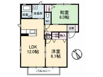 ベルエトワール庚午南(2LDK/1階)の間取り写真