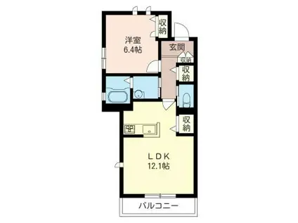 ジュメイラ(1LDK/3階)の間取り写真