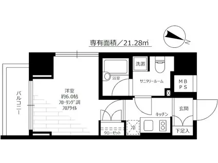セジョリ横浜みなとみらいII(1K/2階)の間取り写真