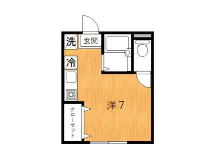 WISH(ワンルーム/1階)の間取り写真