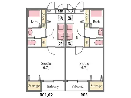 コルドール(1K/1階)の間取り写真