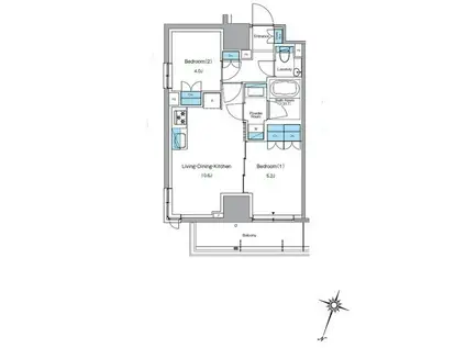 ルフォンプログレ渋谷ヒルトップ(2LDK/12階)の間取り写真