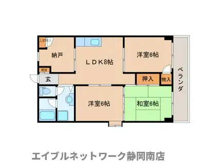 宮本町ハイツ(3SLDK/3階)の間取り写真