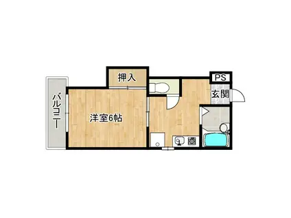 第2門口マンション(1DK/5階)の間取り写真