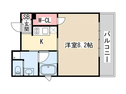 レジディア神戸元町(1K/4階)の間取り写真