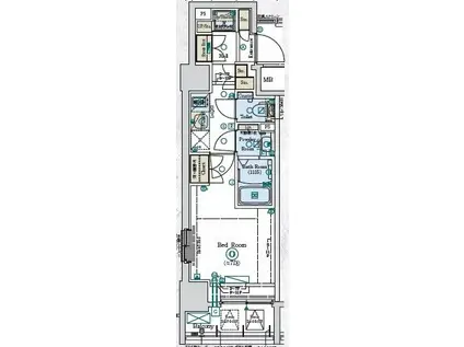 ジェノヴィア阪東橋2スカイガーデン(1K/6階)の間取り写真
