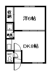 神旭コーポ(1DK/1階)の間取り写真