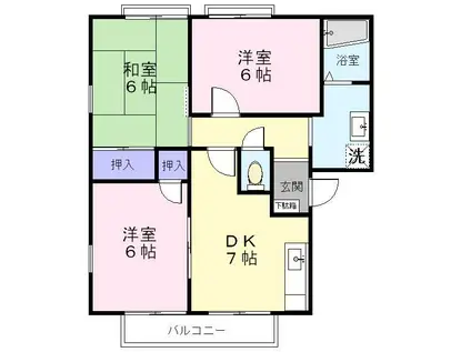 ヴィラコート壱番館(3DK/2階)の間取り写真