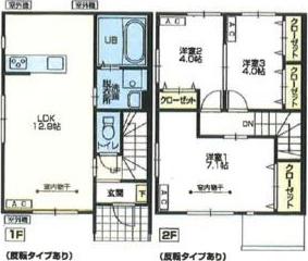 CIEL B棟(3LDK/1階)の間取り写真