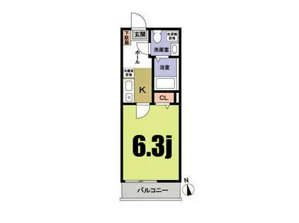 シャトン横浜上大岡(1K/2階)の間取り写真