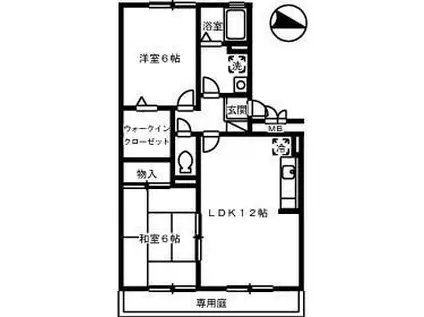 ラフィネ安芸弐番館(2LDK/3階)の間取り写真