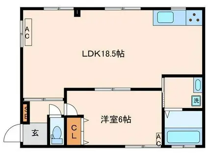 ひかり第二ビル(1LDK/2階)の間取り写真